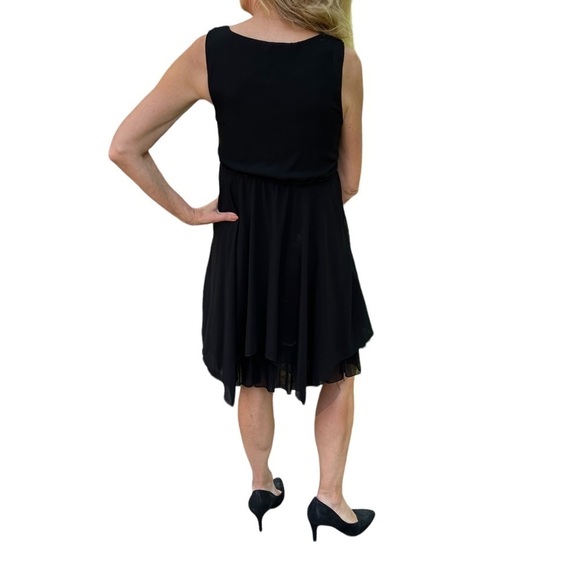 SECOND SKIN NYC Black Floral Sleeveless Asymmetrical Midi Dress Size M - Picture 5 of 16